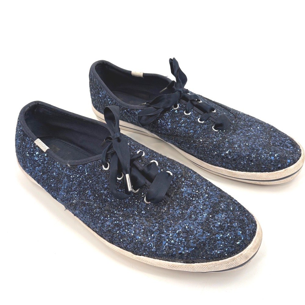 Kate Spade X Keds Blue‎ Sparkle Glitter Low Top Lace Up Tennis Shoes Size  11